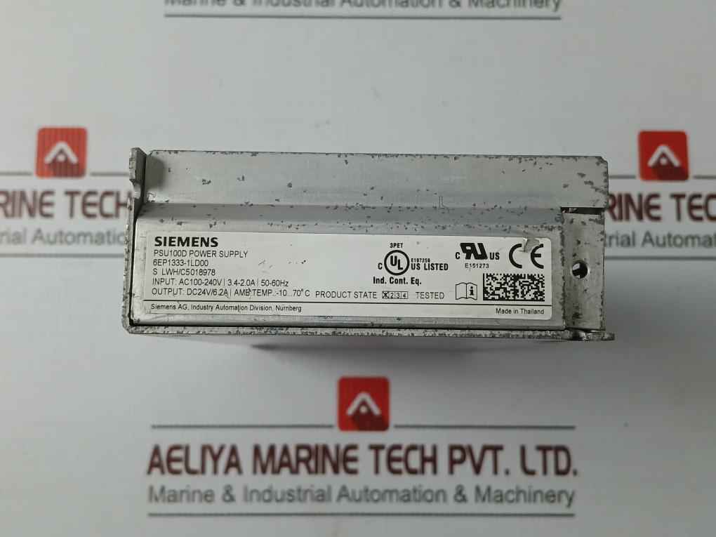 Siemens 6Ep1333-1Ld00 Psu100D Power Supply Dc24V/6.2A E151273