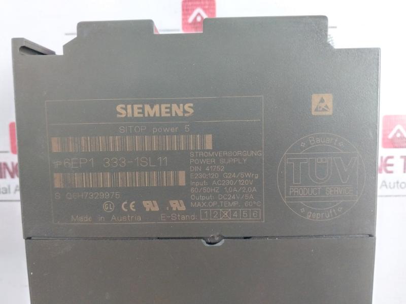Siemens Sitop Power 5 6Ep1 333-1Sl11 Basic Line S7-300 Design Supply Module 120V