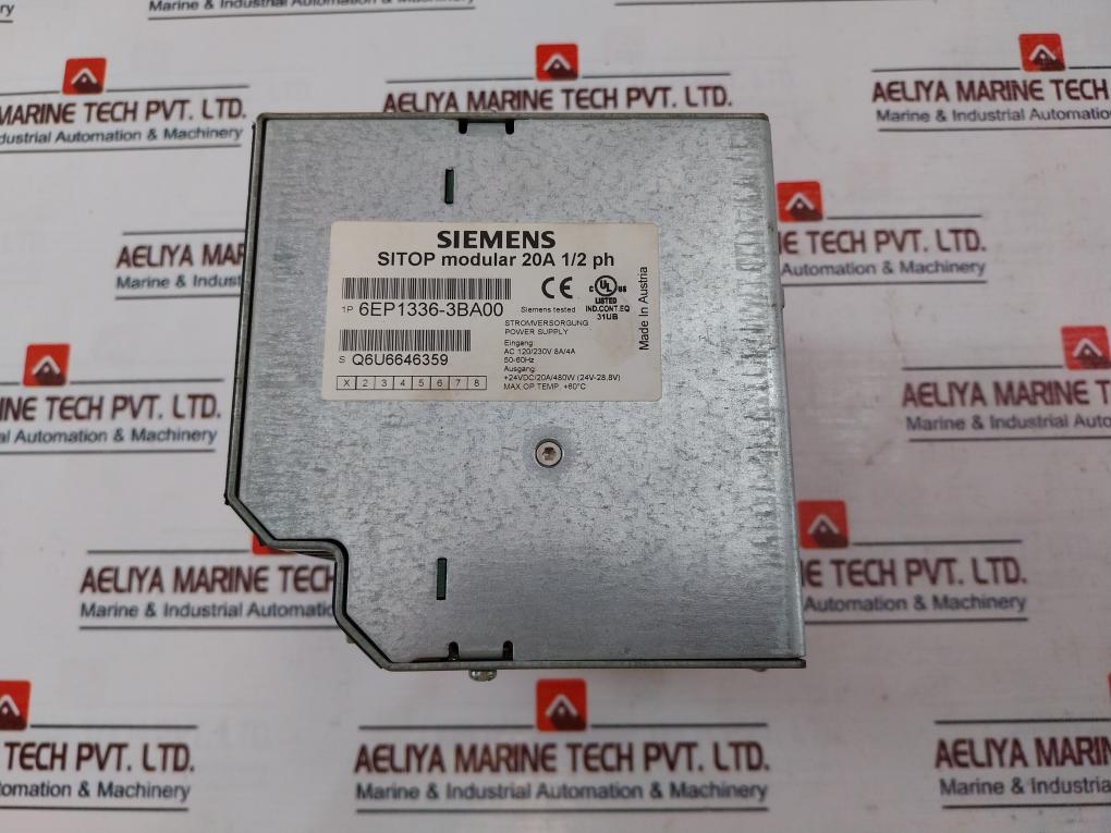 Siemens 6Ep1 336-3Ba00 Sitop Modular 20A 1/2 Ph Power Supply S Q6U6646359