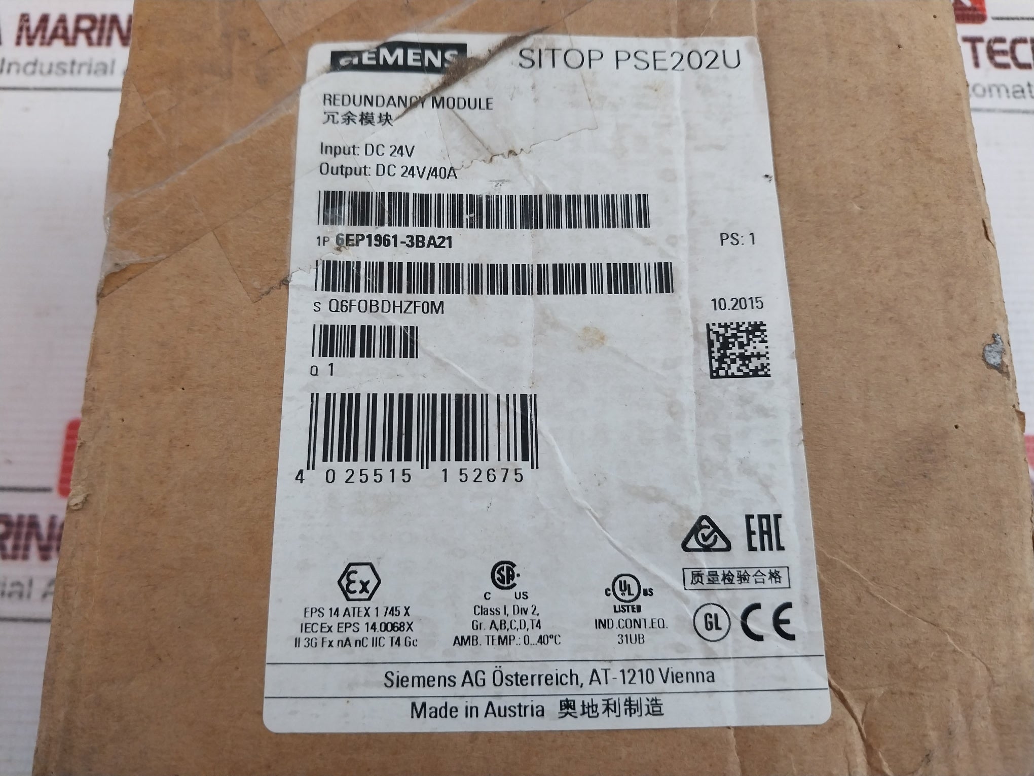 Siemens 6Ep1 961-3Ba21 Power Supply 24V/40A