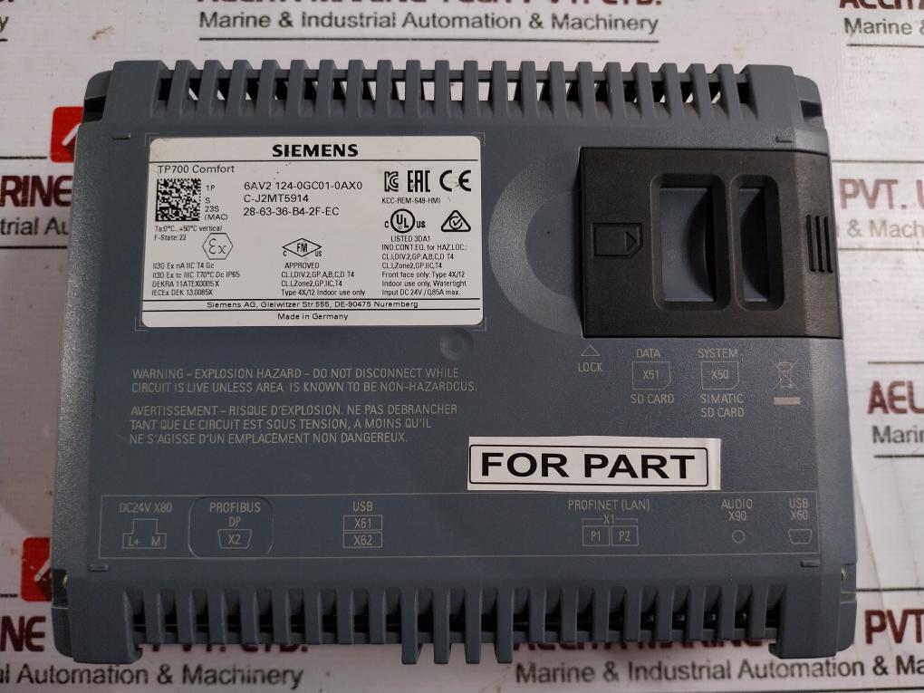 Siemens 6Av2 124-0Gc01-0Ax0 Simatic Hmi Touch Comfort Dc 24V Tp700