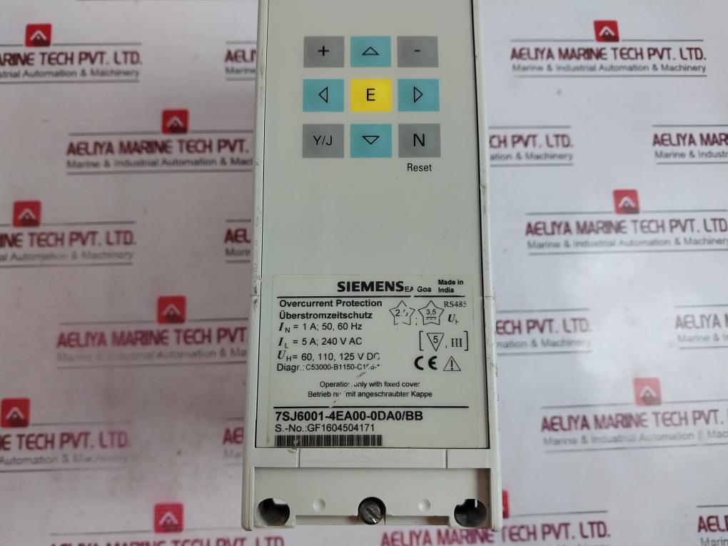 Siemens 7Sj6001-4Ea00-0Da0/Bb Overcurrent Protection Relay 1A 50/60Hz Rs485