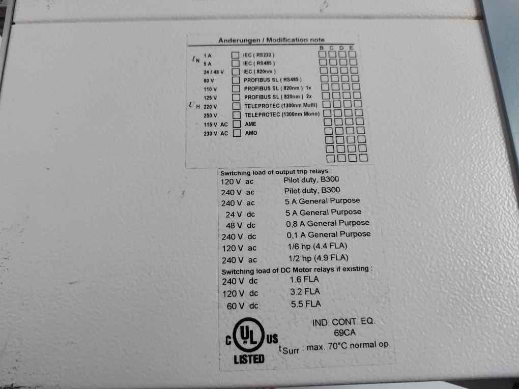 Siemens 7Um6211-5Eb92-0Fa0/Ff Generator Protection 110-250 V Dc 5A
