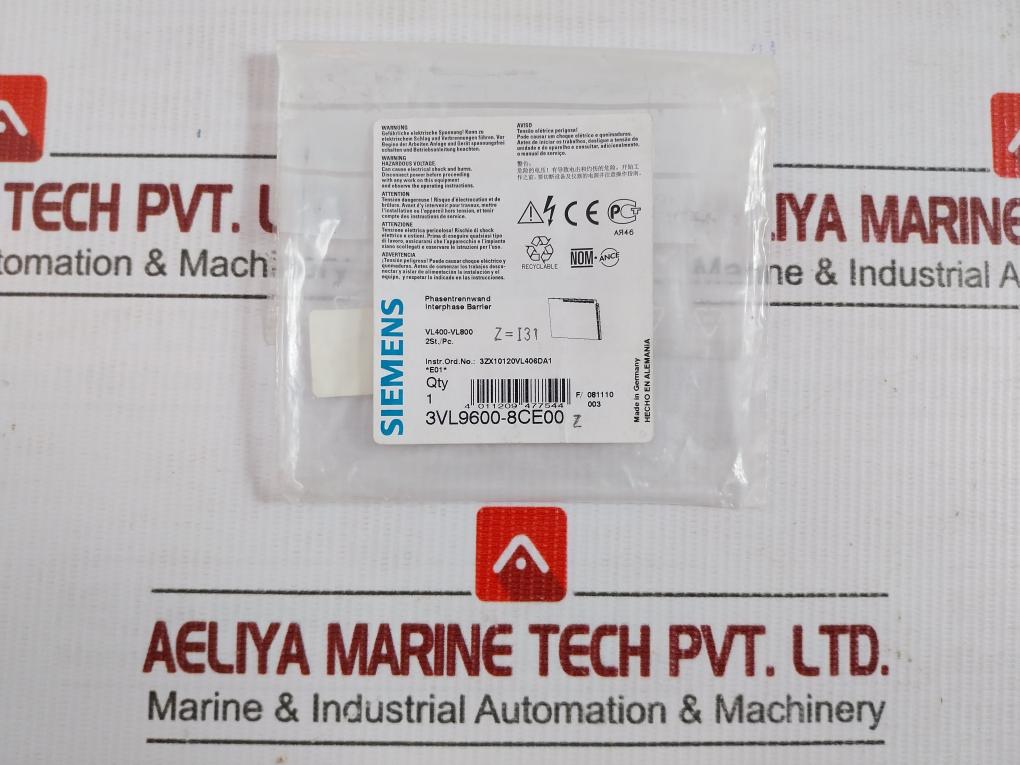 Siemens 96.00 Mm - (W) 80.50 Mm - (H) 3Vl9600-8Ce00 Interphase Barrier Set