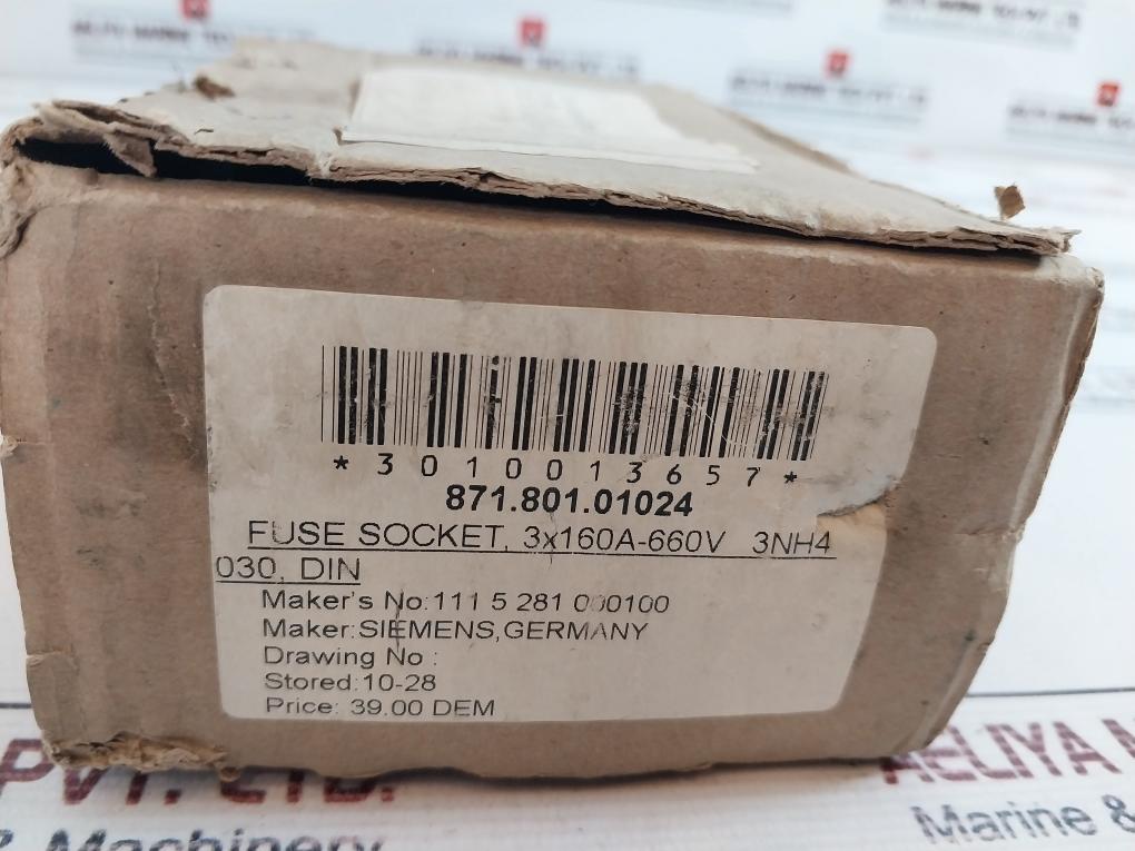 Siemens Gr.00 3Nh4 030 Fuse Holder 160A/~690V 8710101024