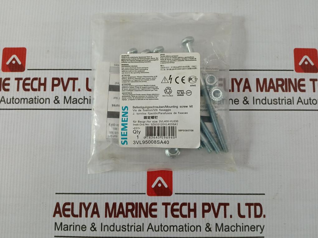 Siemens Molded Case Circuit Breaker 480V 75Ka 50/60Hz Part No 3Vl4740-3Aa36-0Aa0