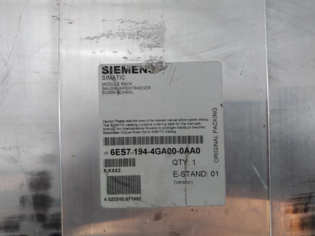 Siemens 6es7 194-4ga00-0aa0 500mm Narrow Module Rack Assembly Carrier