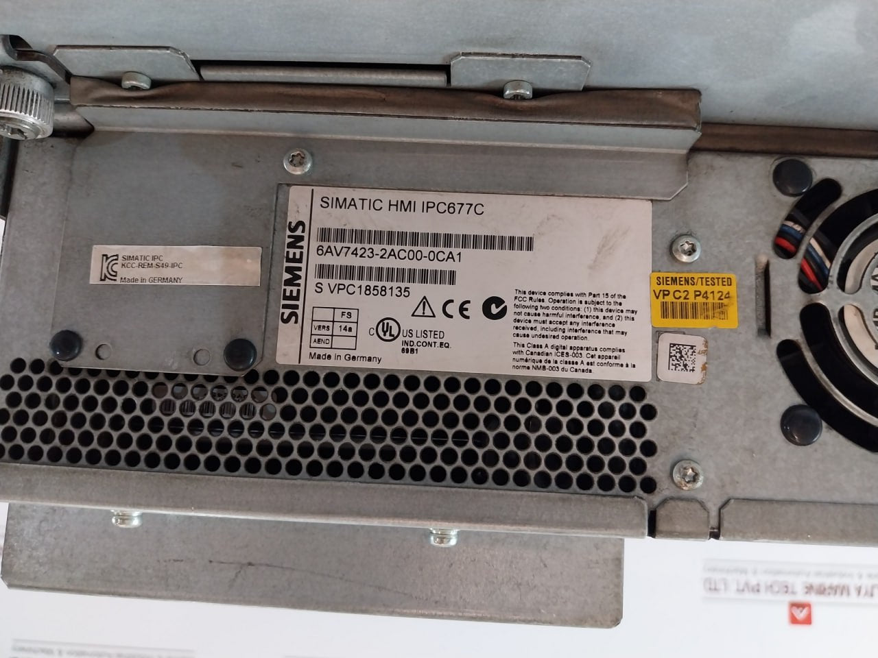 Siemens Simatic Hmi Ipc677C Panel Pc Rev.K7 100-240V/50-60Hz