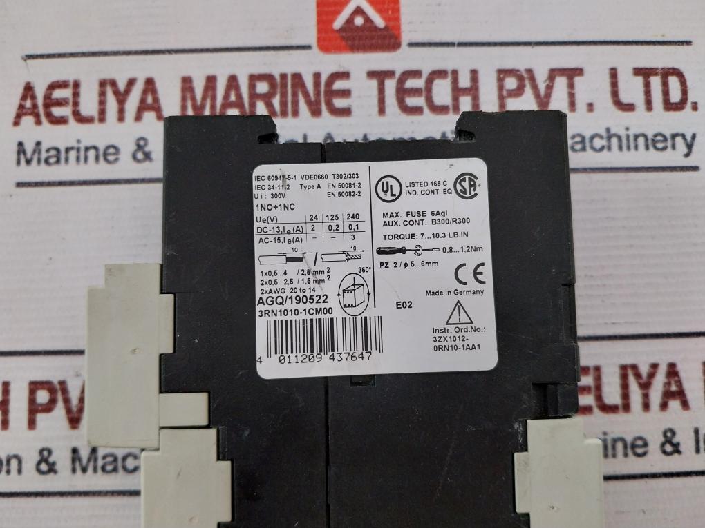 Siemens Sirius 3R 3RN1010-1CM00 Motor Protection Relay E02