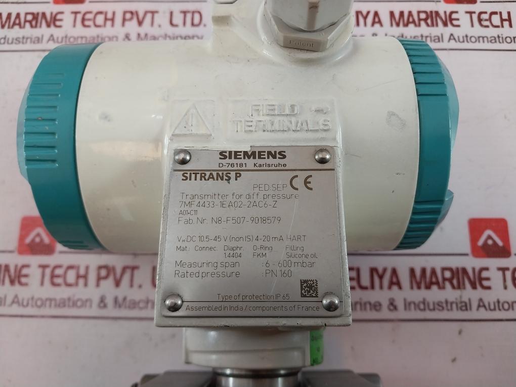 Siemens Sitrans P 7Mf4433-1Ea02-2Ac6-z Transmitter For Differential Pressure