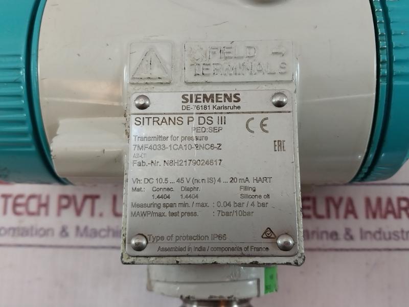 Siemens Sitrans P Ds Iii 7Mf4233-1Ha00-1Ab7-z Pressure Transmitter.