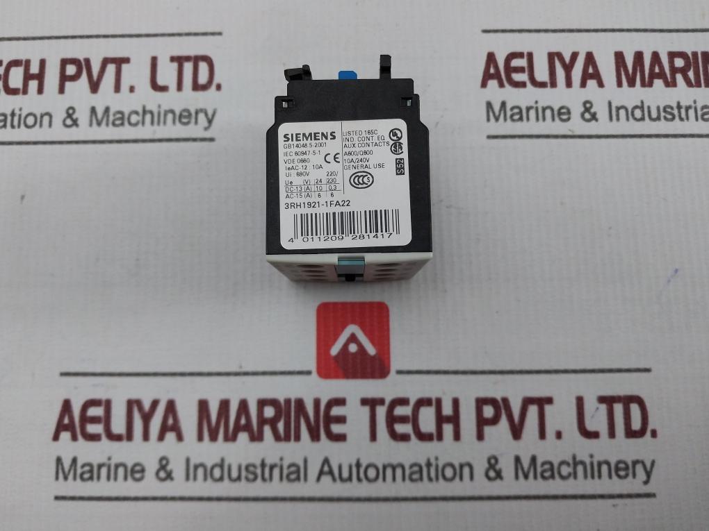 Siemens 3Rh1921-1Fa22 Auxiliary Switch Block 10A/240V