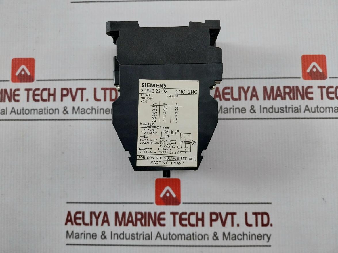 Siemens 3Tf43 22-0Xm0 Industrial Ac Contactor 110V 50Hz 30A