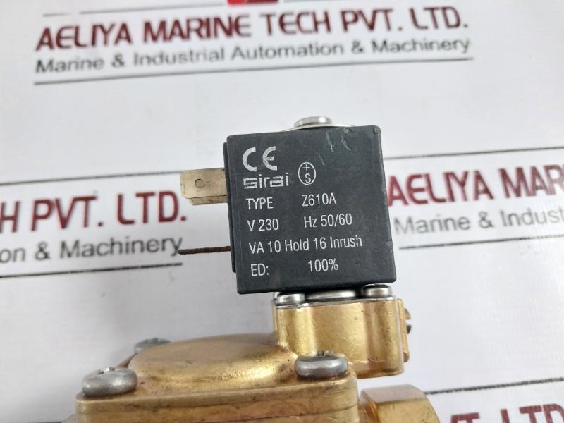 Sirai Z610A Solenoid Valve For Hoonved Brass 50/60Hz V 230 Compact Coil Type Ser