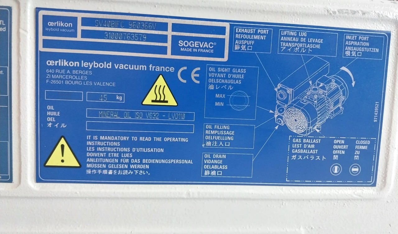 Sogevac Sv40 Bi Rotary Vane Vacuum Pump 1000Mbar 180-264V 50/60 Hz
