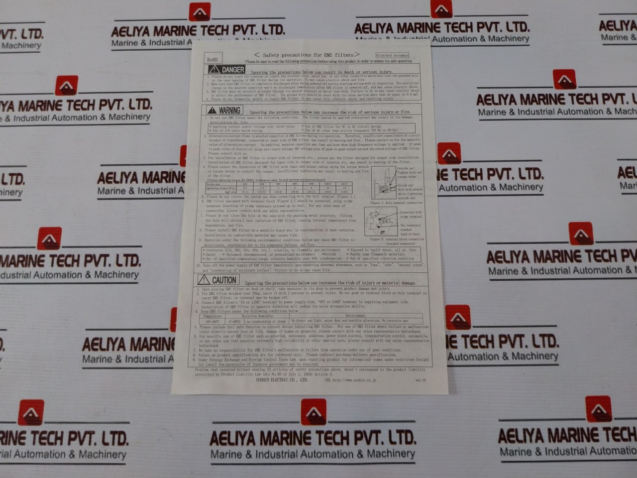 Soshin Electric Nf3100C-yxs Emi Filter 500 Vac 100A M0001 50/60 Hz
