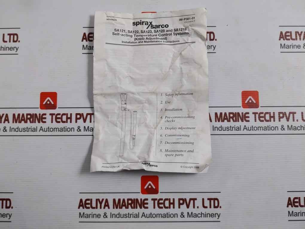 Spirax Sarco Sa122 Temperature Control System -5 To 200F -20 To 100C