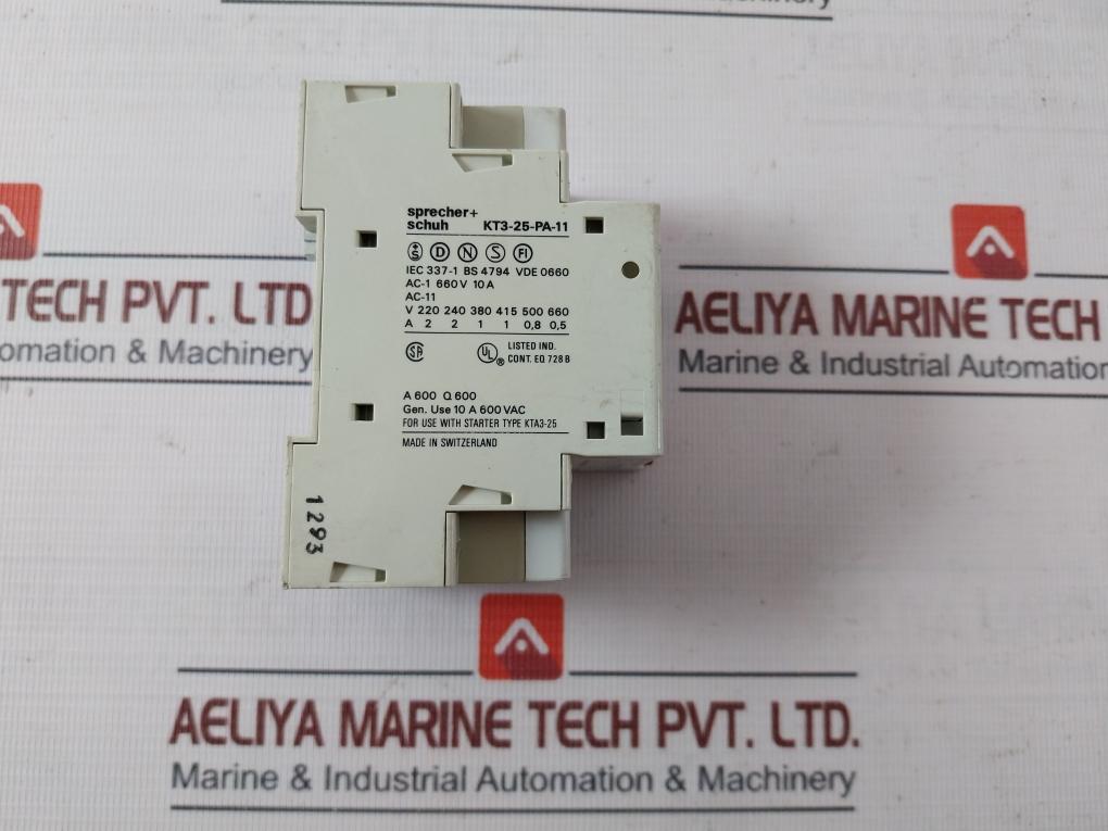 Sprecher+Schuh Kta 3-25 Motor Circuit Controller Iec 60497 Vde 0660 10A