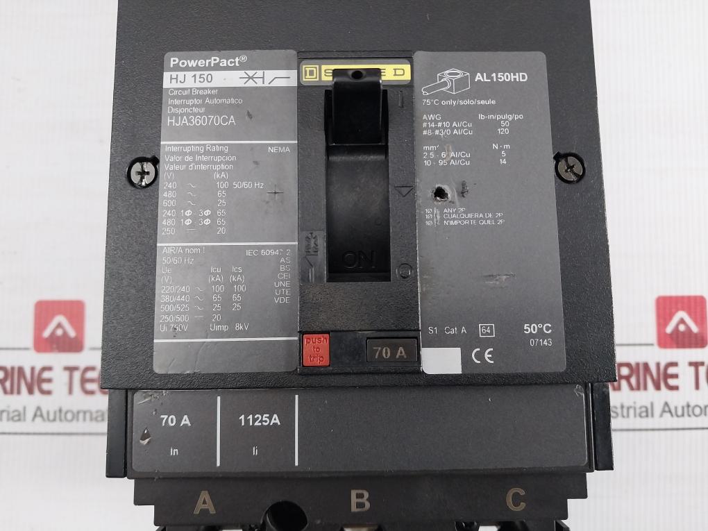 Square D/Schneider Electric 3 Pole Circuit Breaker Hja36070Ca Hj 150