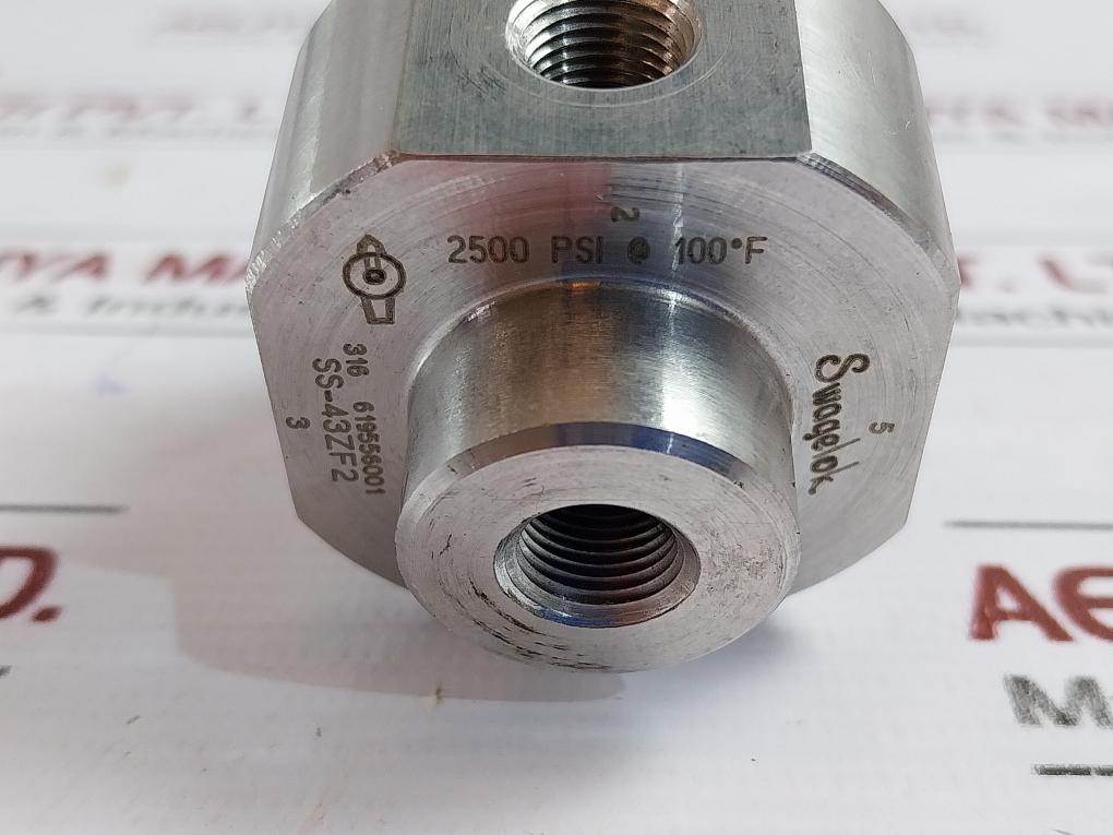 Swagelok Ss-43Zf2 Ball Valve, 619556001, 2500 Psi, 100°F - 150°F, 2500 Psi