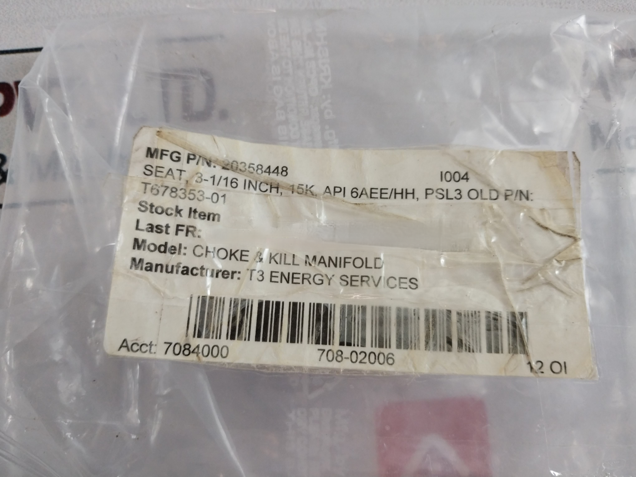 T3 Energy 20358448 Seat Valve 3-1/16 Inch T678353-01 I004