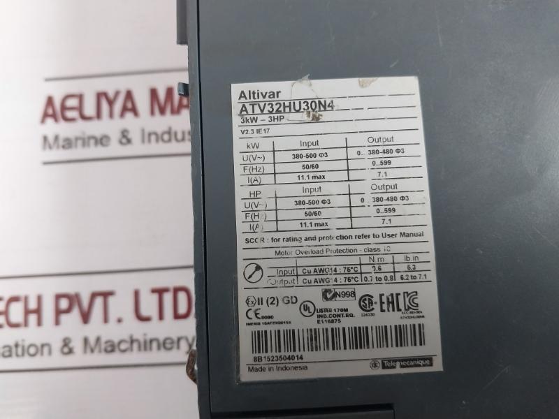 Telemecanique Atv32hu30n4 3-phase Variable Speed Drive, 3kw-3hp