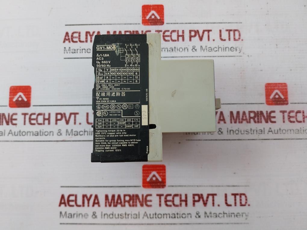 Telemecanique Gv1-m06 Molded Case Circuit Breaker 660V 6A 250V Ic 1,5Ka 600V