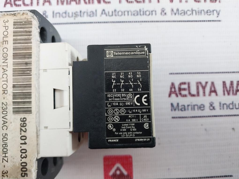 Telemecanique Lc1 D/Lp1 D, 3P Contactor W/ La1 Dn22 M Contact Block