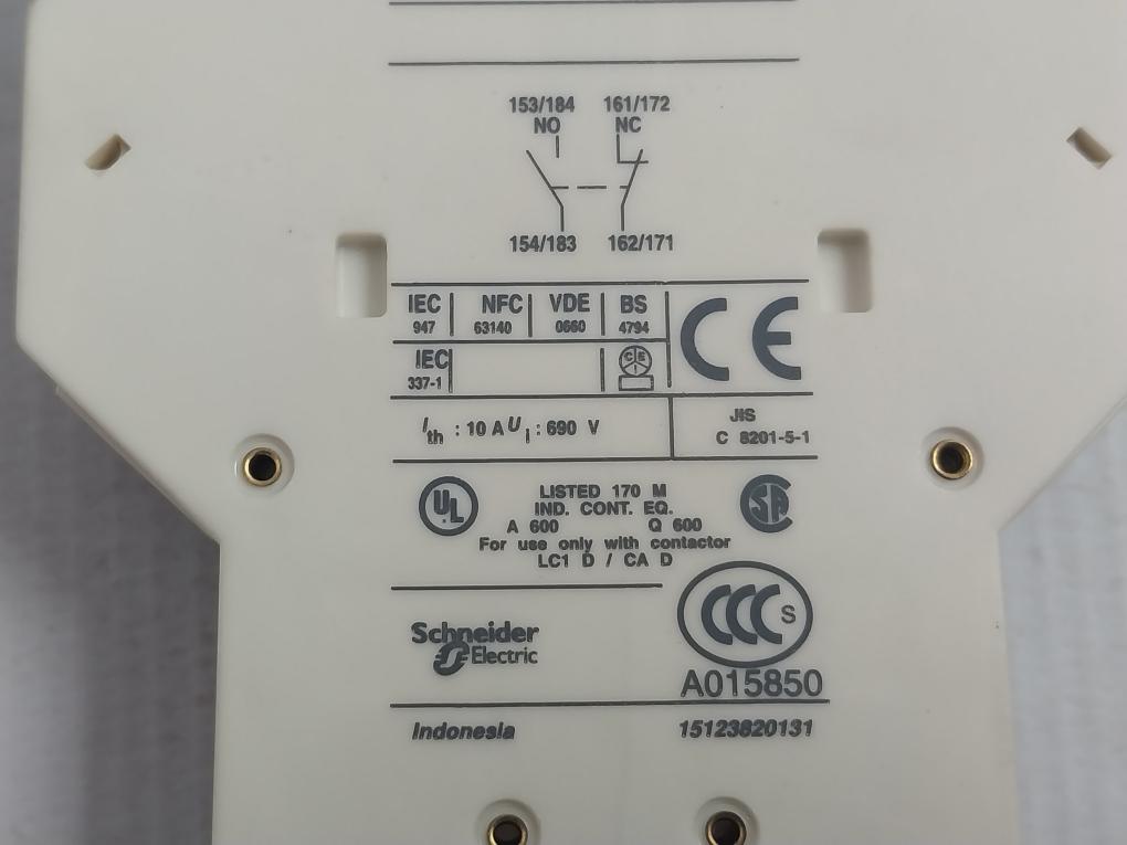 Telemecanique Lad8N11 Auxiliary Contact Block 15123820131