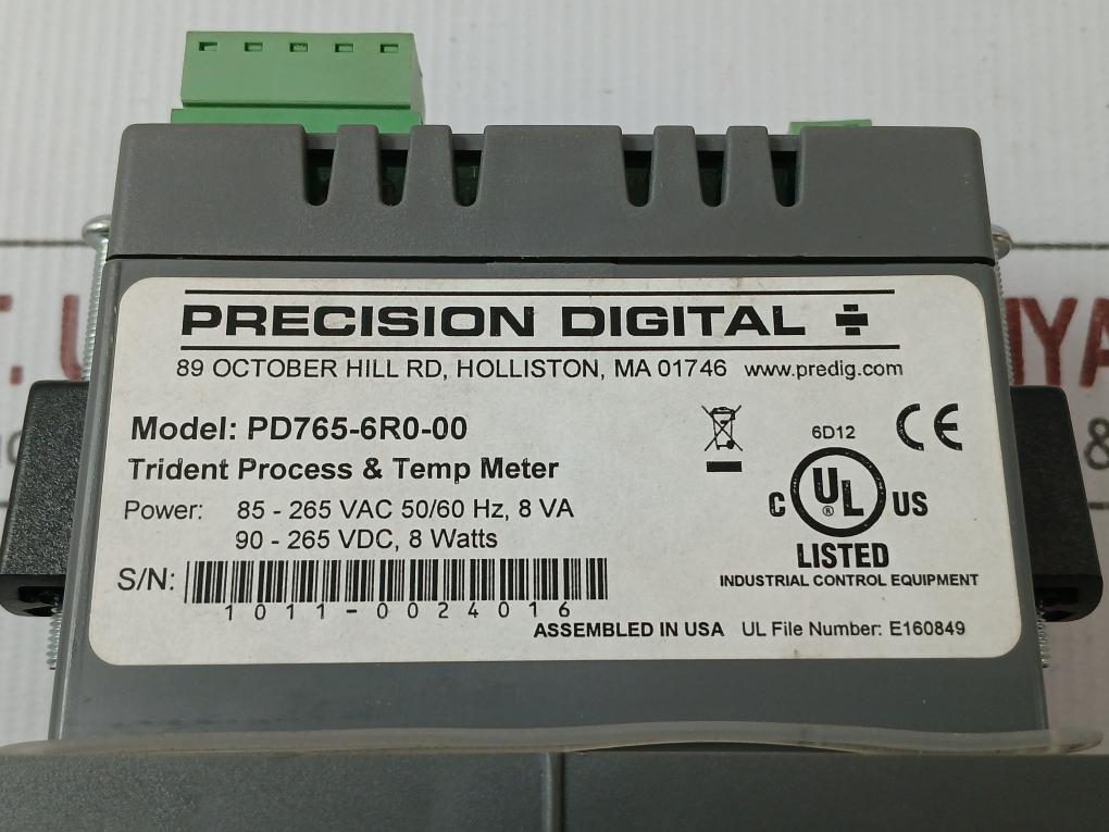 Temperature Digital Panel Meter Pd765-6R0-00 Precision Digital 50/60 Hz