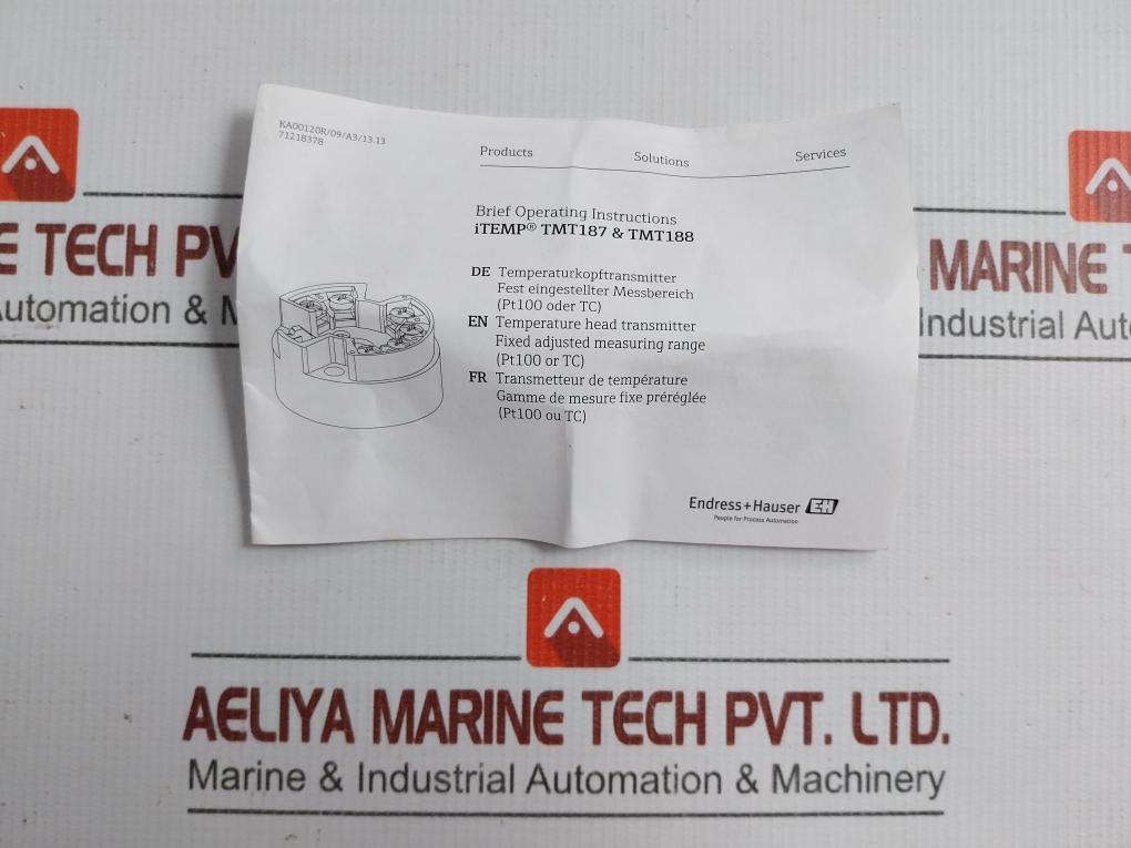 Temperature Head Transmitter Tmt187-a31Fia Endress+Hauser Input-8-35V