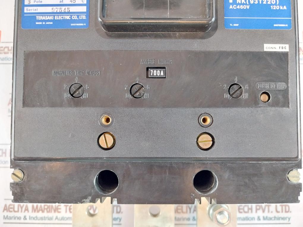 Terasaki Electric Tembreak Tl-800F Circuit Breaker Ac 690V 60Hz 700A 3 Pole