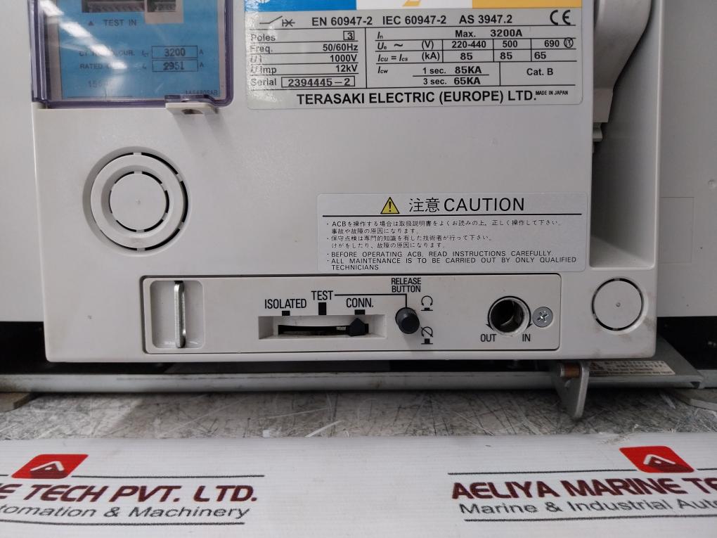 Terasaki Electric Tempower 2 Ar332S-r Air Circuit Breaker 3200A 50/60 Hz 3 Pole