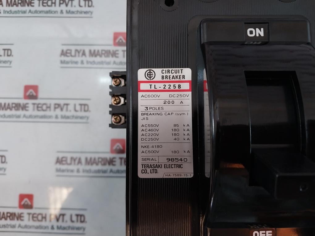 Terasaki Electric Tl-225B Molded Case Circuit Breaker 200A 88110-00.071214