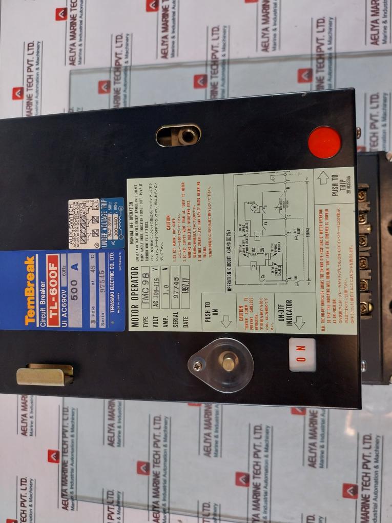 Terasaki Electric Tl-600F 3 Pole Circuit Breaker With Tmc9B Motor Operator 500A