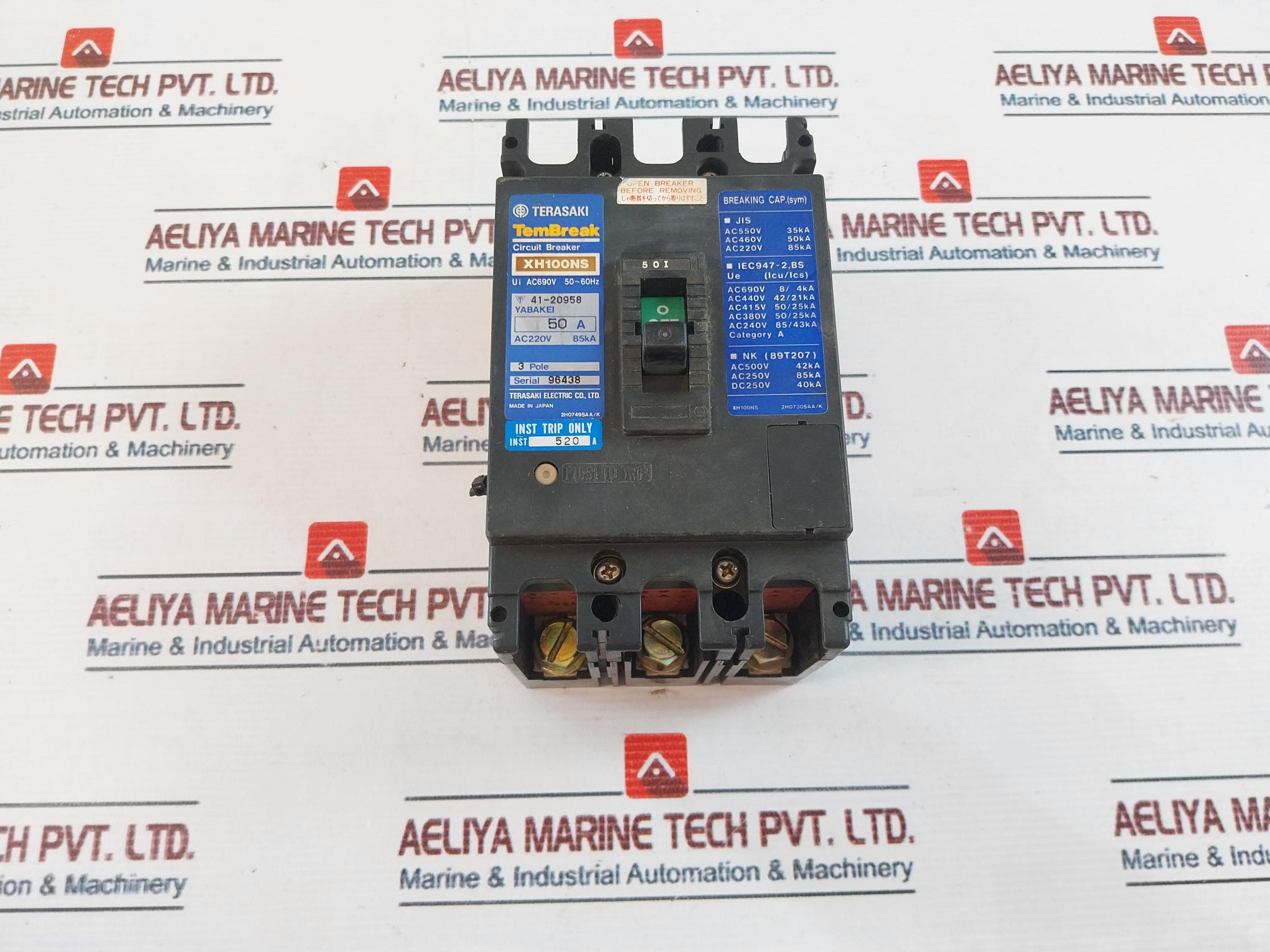Terasaki Electric XH100NS 50A Circuit Breaker AC220V 85KA
