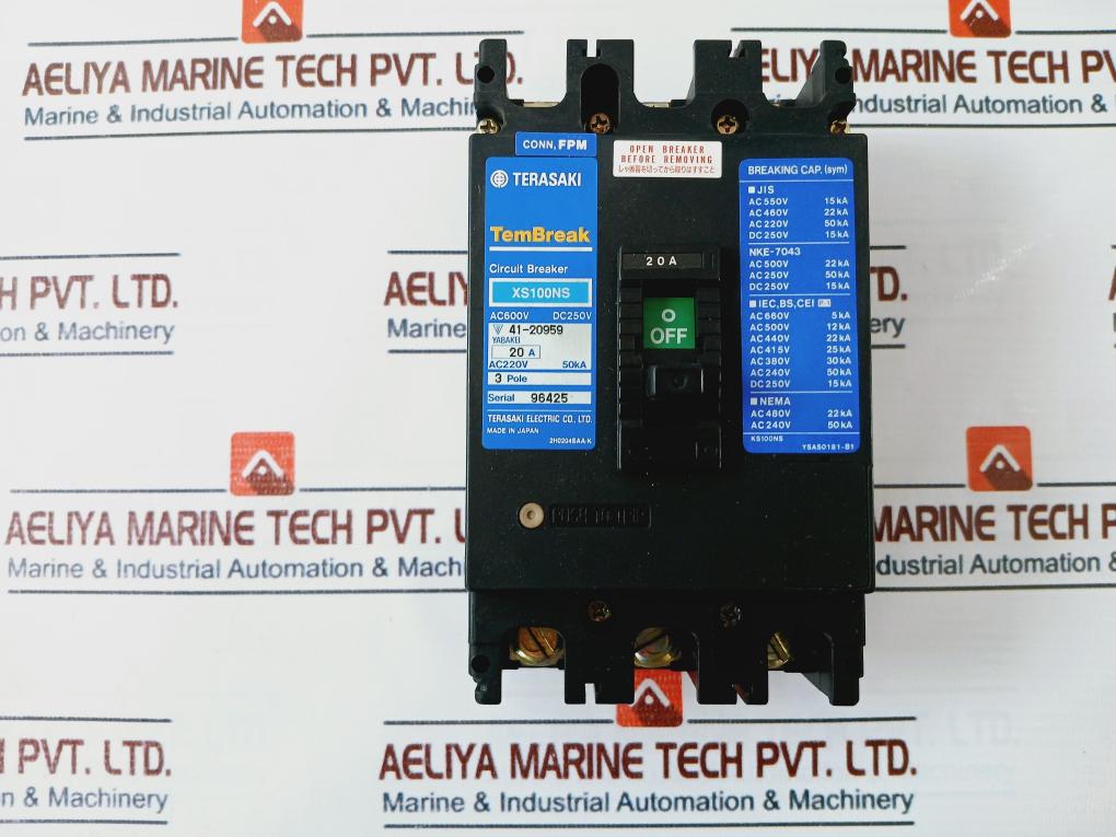 Terasaki Electric Xs100Ns 3 Pole 20A Circuit Breaker Ac220V 50Ka