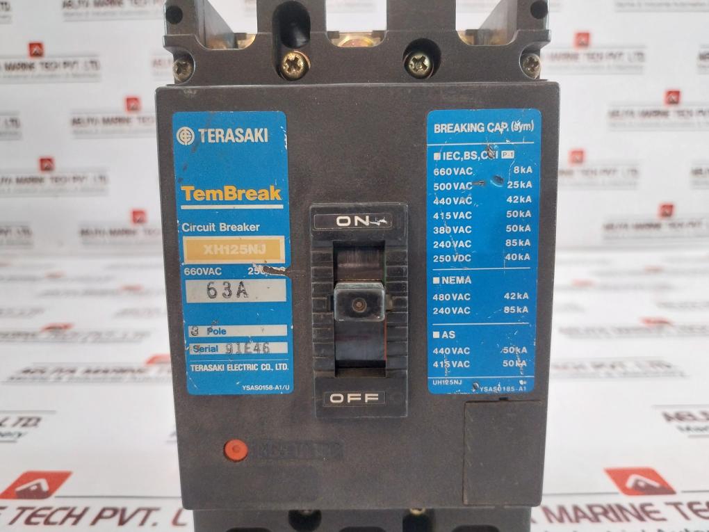 Terasaki Xh125Nj Tembreak 3 Pole Circuit Breaker 60A 660Vac
