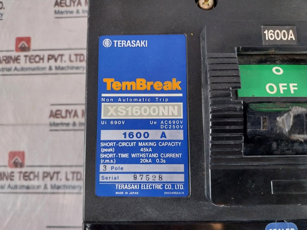 Terasaki Electric Xs1600Nn Non Automatic Trip Switch Breaker 1600A 690V