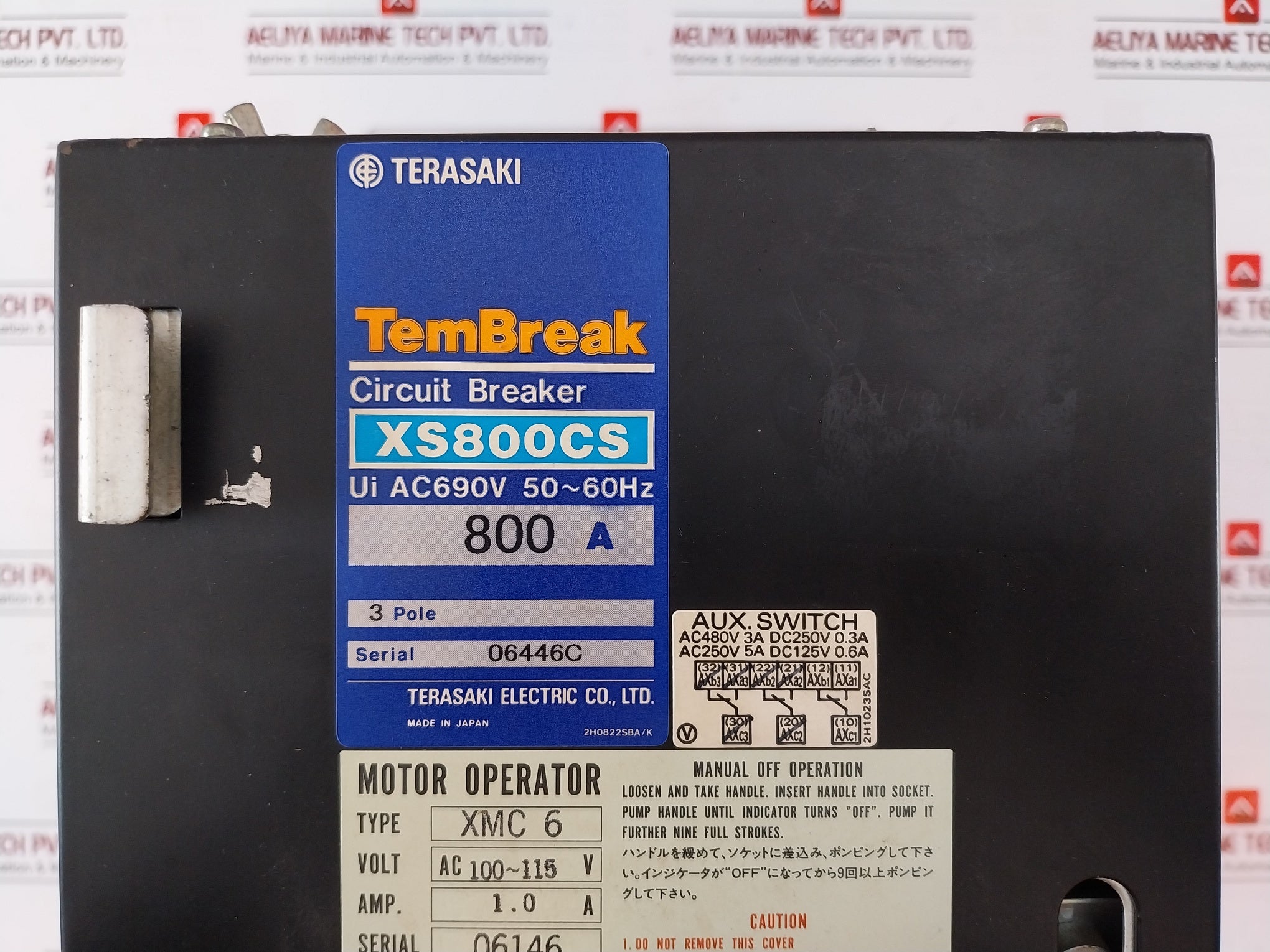 Terasaki Xs800Cs 3 Pole Tembreak Circuit Breaker Ac 690V 800A 2H1035Saa