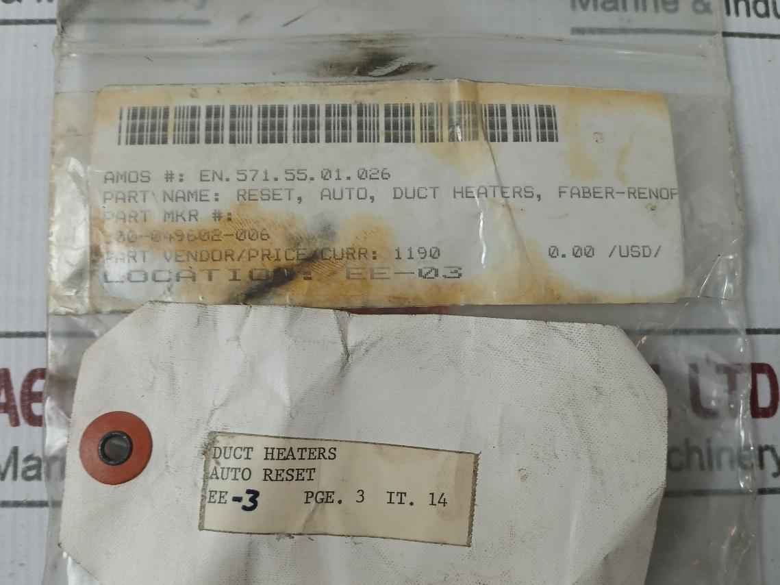 Therm-o-disc A7748 Automatic Reset Duct Heater Control Used