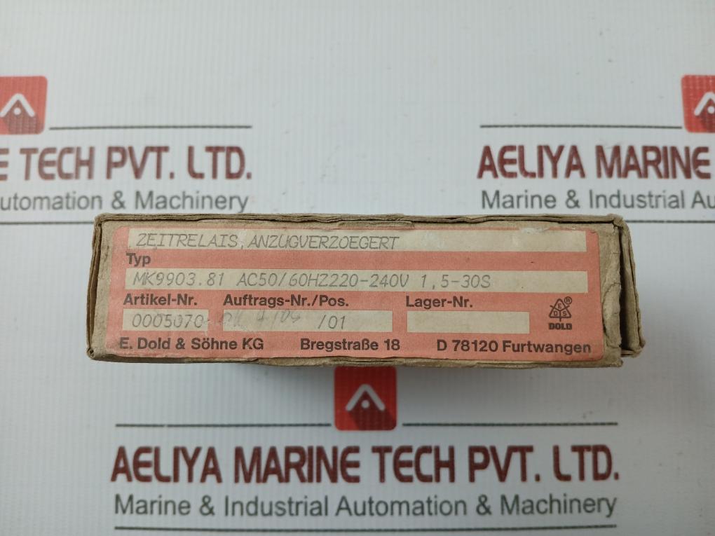 Time Delay Relay 1,5-30S E. Dold & Sohne Mk 9903.81