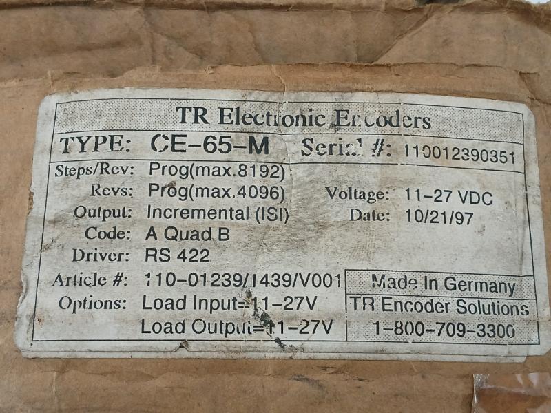 Tr Electronic Absolute Rotary Encoder Ce-65-m 11-27V Dc