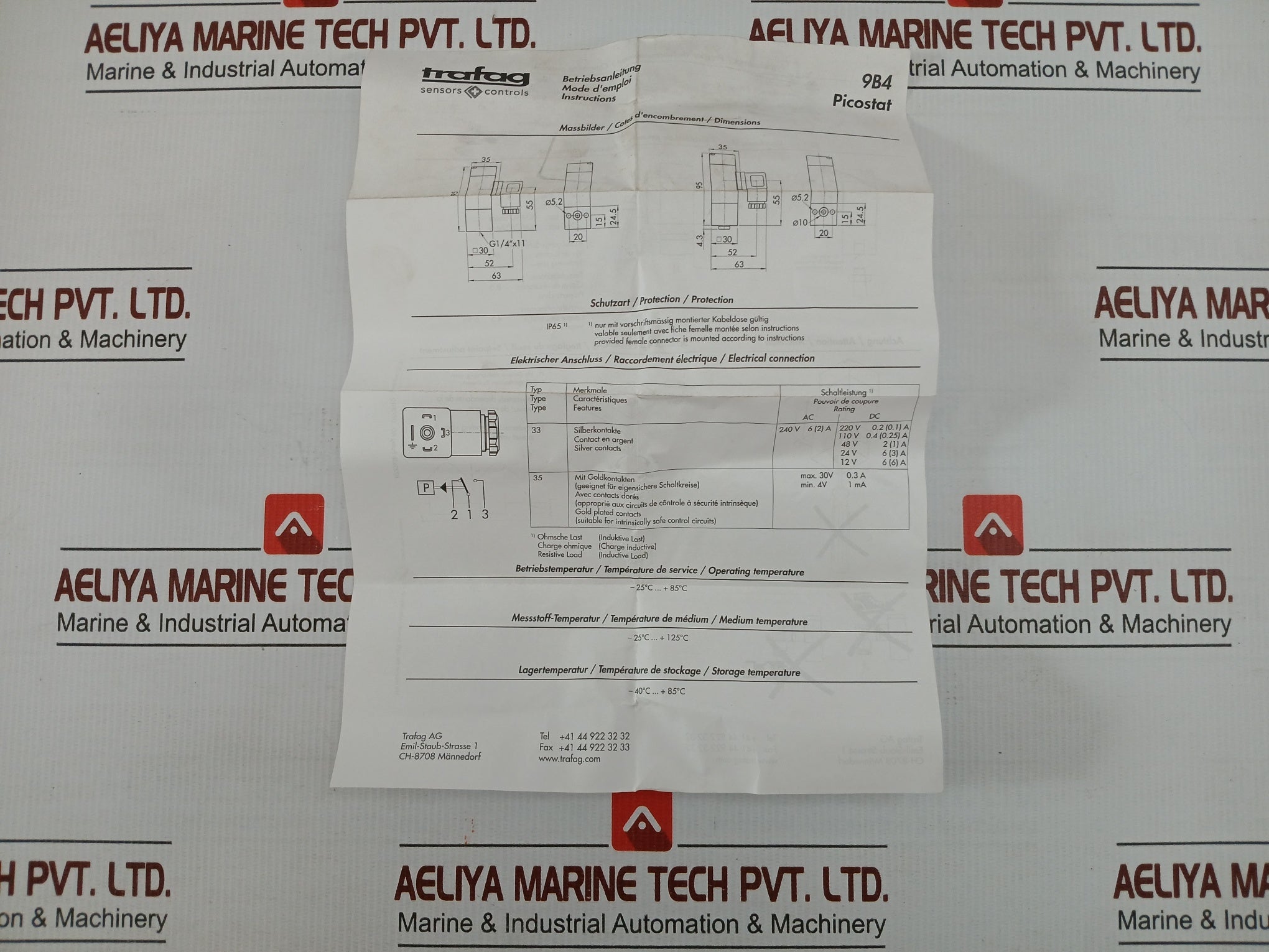 Trafag Pressure Transmitter Ip66 0..6 Bar - (Kg/Cm2) 9B4.3377