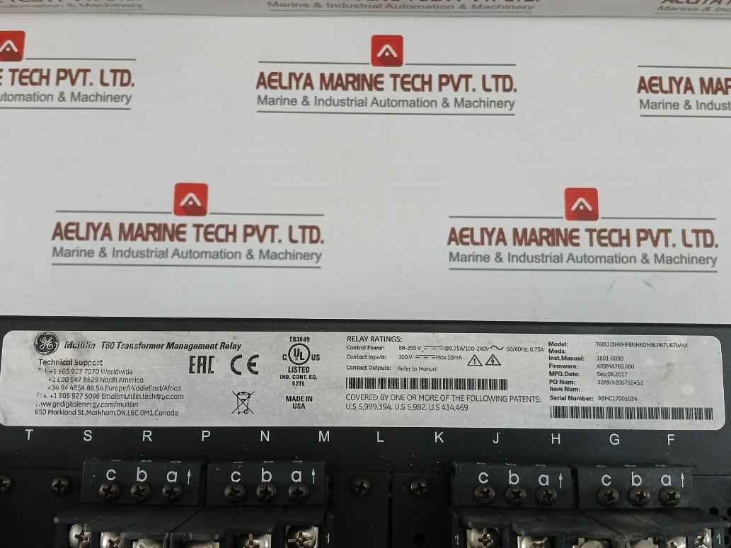 Transformer Management Relay Multilin T60 Brand Ge Part No: T60Uj3Hkhf8Nh6Dm8Lp67U67Wxx