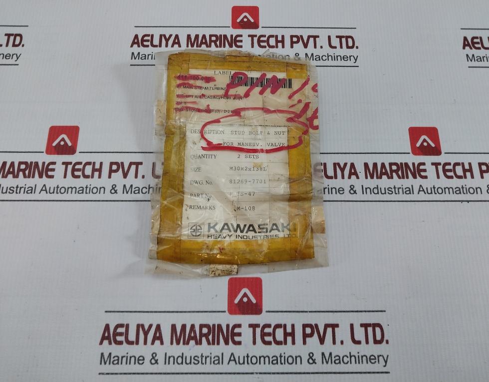 Ts-47 Stud Bolt & Nut For Manuev/Manual Valve Size: M30X2X138L Kawasaki