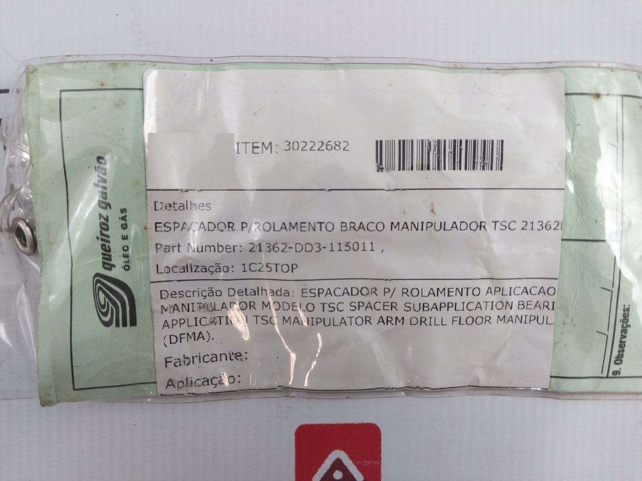 Tsc 21362-dd3-115011 Spacer For Manipulator?Arm Bearing