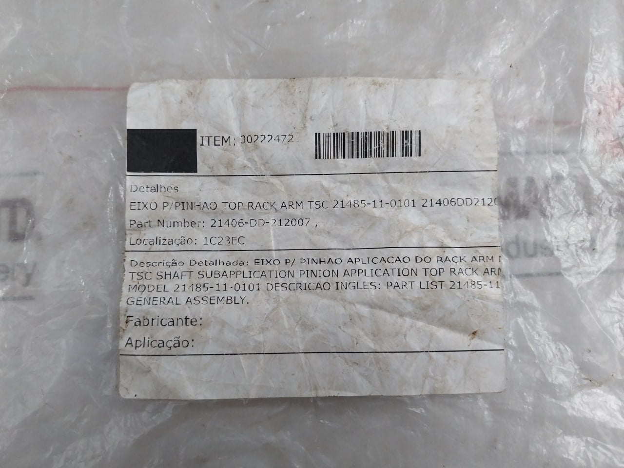 Tsc 21406-dd-212007 Stainless Steel Pinion Shaft 21485-11-0101