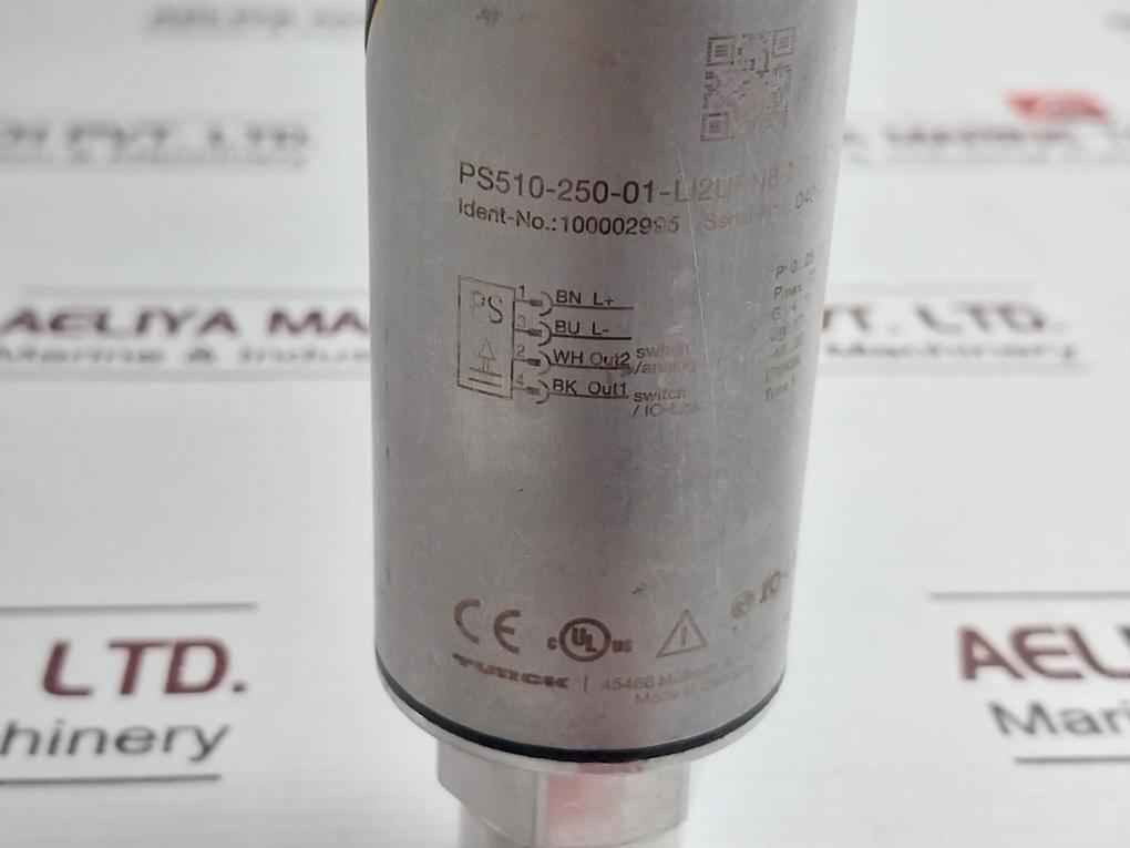 Turck Ps510-250-01-li2Upn8-h1141 Pressure Sensor 0-250Bar Ip6K6K 2124H 17-33Vdc