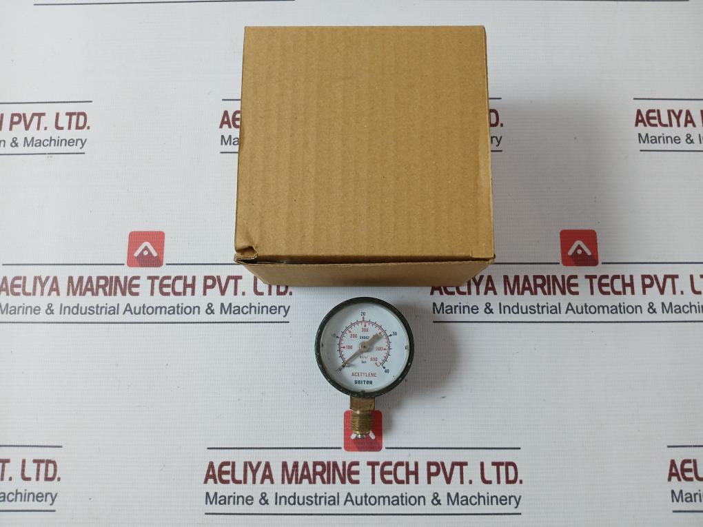 Unitor En562 Acetylene Safety Pressure Gauge 0 To 600 Lbf/In2 0-40 Bar